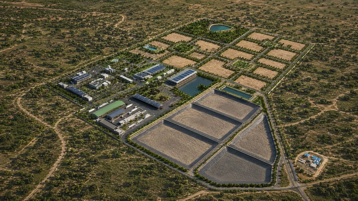 Vista aérea del complejo de Xotla en Atlangatepec, Tlaxcala